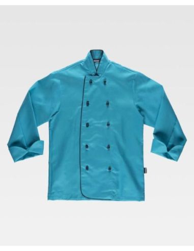 Chaqueta cocina unisex con botones de seguridad y vivos a contraste.WORKTEAM 304B9205