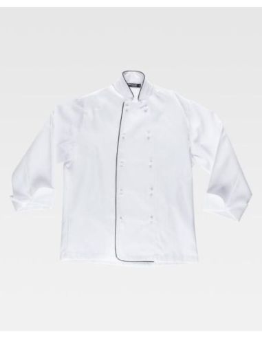 Chaqueta de cocina con vivos a contraste y botones de seguridad.WORKTEAM 304B9206