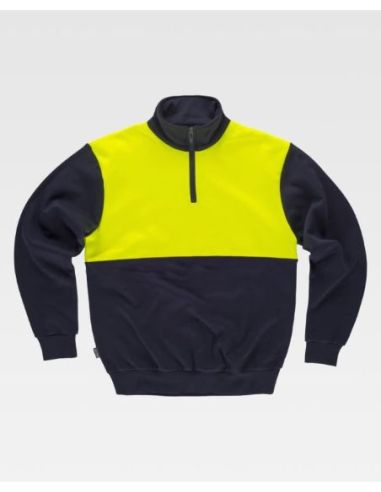 Sudadera combinada con A.V., Cuello alto y media cremallera.WORKTEAM 304C9840