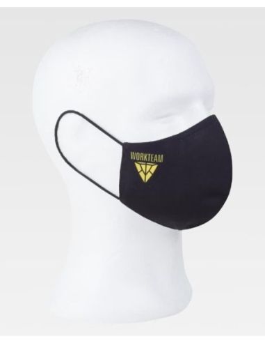 Mascarilla de protección de tres capas. Logo en amarillo AV.WORKTEAM 304MSK1309