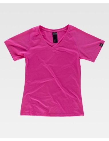 Camiseta deporte de mujer manga corta con cuello a pico.WORKTEAM 304S7525