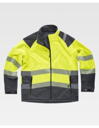 Chaqueta Workshell combinada con alta visibilidad. Cintas cosidas y pegadas.WORKTEAM 304S9201