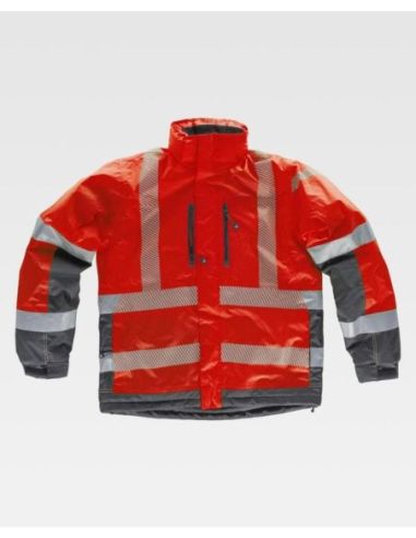 Parka combinada y con cintas reflectantes discontinuas, acolchada, impermeable y con capucha.WORKTEAM 304S9262