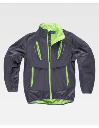 Chaqueta Workshell con tejido Ripstop combinada y con detalles reflectantes. Línea 27.WORKTEAM 304WF2700